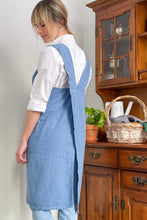 Load image into Gallery viewer, 100% Linen Japanese Apron in Sky Blue