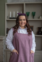 Load image into Gallery viewer, 100% Linen Japanese Apron in Lavender