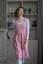 Load image into Gallery viewer, 100% Linen French Apron in Pink