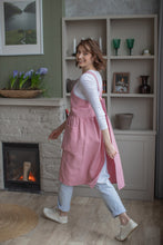 Load image into Gallery viewer, 100% Linen French Apron in Pink