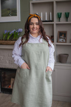Load image into Gallery viewer, 100% Linen Japanese Apron in Sage