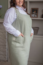 Load image into Gallery viewer, 100% Linen Japanese Apron in Sage