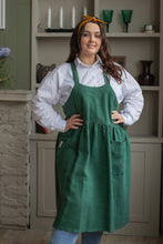 Load image into Gallery viewer, 100% Linen French Apron in Pine Green