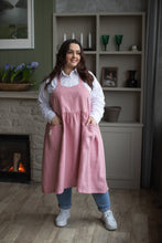 Load image into Gallery viewer, 100% Linen French Apron in Pink