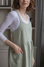 Load image into Gallery viewer, 100% Linen French Apron in Sage