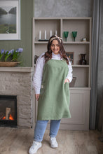 Load image into Gallery viewer, 100% Linen Japanese Apron in Thyme