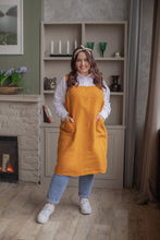 Load image into Gallery viewer, 100% Linen Japanese Apron in Mustard Yellow