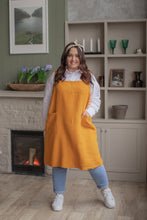 Load image into Gallery viewer, 100% Linen Japanese Apron in Mustard Yellow