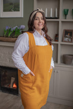 Load image into Gallery viewer, 100% Linen Japanese Apron in Mustard Yellow