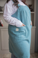 Load image into Gallery viewer, 100% Linen Japanese Apron in Azure