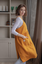 Load image into Gallery viewer, 100% Linen French Apron in Mustard Yellow