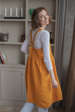 Load image into Gallery viewer, 100% Linen French Apron in Mustard Yellow