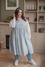Load image into Gallery viewer, 100% Linen Cottage Dress Apron in Light Blue