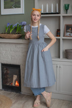 Load image into Gallery viewer, 100% Linen Cottage Dress Apron in BlueGrey