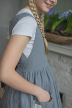Load image into Gallery viewer, 100% Linen Cottage Dress Apron in BlueGrey