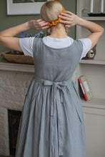 Load image into Gallery viewer, 100% Linen Cottage Dress Apron in BlueGrey