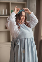 Load image into Gallery viewer, 100% Linen Cottage Dress Apron in Light Blue
