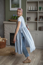 Load image into Gallery viewer, 100% Linen Cottage Dress Apron in Light Blue