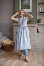 Load image into Gallery viewer, 100% Linen Cottage Dress Apron in Light Blue