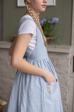Load image into Gallery viewer, 100% Linen Cottage Dress Apron in Light Blue