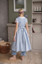 Load image into Gallery viewer, 100% Linen Cottage Dress Apron in Light Blue