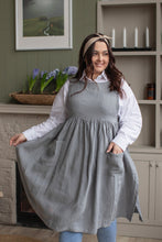 Load image into Gallery viewer, 100% Linen Cottage Dress Apron in BlueGrey