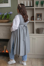 Load image into Gallery viewer, 100% Linen Cottage Dress Apron in BlueGrey