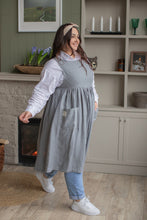 Load image into Gallery viewer, 100% Linen Cottage Dress Apron in BlueGrey