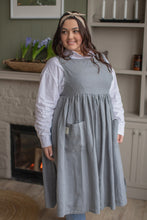 Load image into Gallery viewer, 100% Linen Cottage Dress Apron in BlueGrey