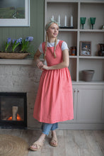 Load image into Gallery viewer, 100% Linen Cottage Dress Apron in Coral