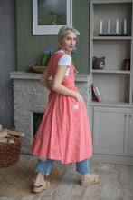 Load image into Gallery viewer, 100% Linen Cottage Dress Apron in Coral