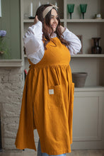 Load image into Gallery viewer, 100% Linen Cottage Dress Apron in Turmeric
