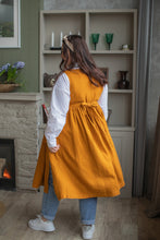 Load image into Gallery viewer, 100% Linen Cottage Dress Apron in Turmeric