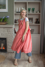 Load image into Gallery viewer, 100% Linen Cottage Dress Apron in Coral