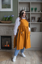 Load image into Gallery viewer, 100% Linen Cottage Dress Apron in Turmeric