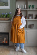 Load image into Gallery viewer, 100% Linen Cottage Dress Apron in Turmeric
