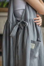 Load image into Gallery viewer, 100% Linen Cottage Dress Apron in BlueGrey