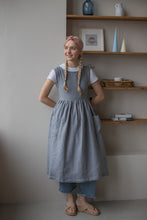 Load image into Gallery viewer, 100% Linen Cottage Dress Apron in BlueGrey