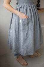 Load image into Gallery viewer, 100% Linen Cottage Dress Apron in BlueGrey