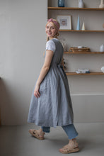 Load image into Gallery viewer, 100% Linen Cottage Dress Apron in BlueGrey