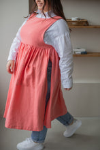 Load image into Gallery viewer, 100% Linen Cottage Dress Apron in Coral