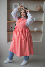 Load image into Gallery viewer, 100% Linen Cottage Dress Apron in Coral