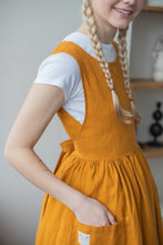 Load image into Gallery viewer, 100% Linen Cottage Dress Apron in Turmeric