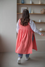 Load image into Gallery viewer, 100% Linen Cottage Dress Apron in Coral
