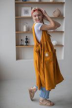Load image into Gallery viewer, 100% Linen Cottage Dress Apron in Turmeric