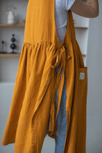 Load image into Gallery viewer, 100% Linen Cottage Dress Apron in Turmeric