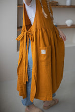 Load image into Gallery viewer, 100% Linen Cottage Dress Apron in Turmeric