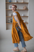 Load image into Gallery viewer, 100% Linen Cottage Dress Apron in Turmeric