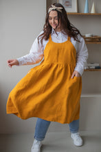 Load image into Gallery viewer, 100% Linen French Apron in Mustard Yellow