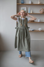 Load image into Gallery viewer, 100% Linen Cottage Dress Apron in Thyme